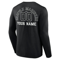Seattle Mariners Monochrome Personalized Name & Number Long Sleeve T-Shirt | MLB US