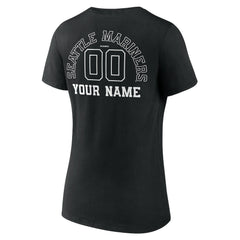 Seattle Mariners Women's Monochrome Personalized Name & Number V-Neck T-Shirt | MLB Discount