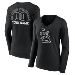 St. Louis Cardinals Women's Monochrome Personalized Name & Number Long Sleeve V-Neck T-Shirt | MLB For sale