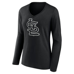 St. Louis Cardinals Women's Monochrome Personalized Name & Number Long Sleeve V-Neck T-Shirt | MLB For sale