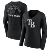 Tampa Bay Rays Women's Monochrome Personalized Name & Number Long Sleeve V-Neck T-Shirt | MLB Online