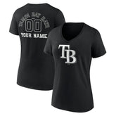 Tampa Bay Rays Women's Monochrome Personalized Name & Number V-Neck T-Shirt | MLB Outlet