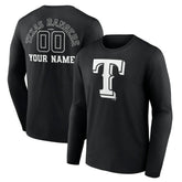 Texas Rangers Monochrome Personalized Name & Number Long Sleeve T-Shirt | MLB US