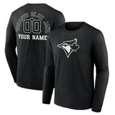 Toronto Blue Jays Monochrome Personalized Name & Number Long Sleeve T-Shirt | MLB Discount