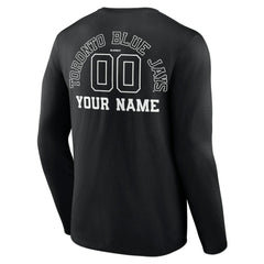 Toronto Blue Jays Monochrome Personalized Name & Number Long Sleeve T-Shirt | MLB Discount