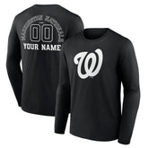 Washington Nationals Monochrome Personalized Name & Number Long Sleeve T-Shirt | MLB Shop