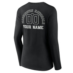 Washington Nationals Women's Monochrome Personalized Name & Number Long Sleeve V-Neck T-Shirt | MLB Online