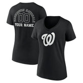 Washington Nationals Women's Monochrome Personalized Name & Number V-Neck T-Shirt | MLB For sale