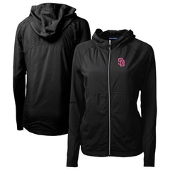 San Diego Padres Cutter & Buck Women's City Connect Adapt Eco Knit Hybrid Recycled Full-Zip Hoodie | MLB Outlet