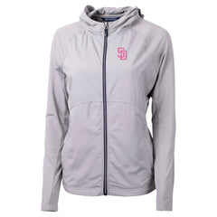 San Diego Padres Cutter & Buck Women's City Connect Adapt Eco Knit Hybrid Recycled Full-Zip Hoodie | MLB New