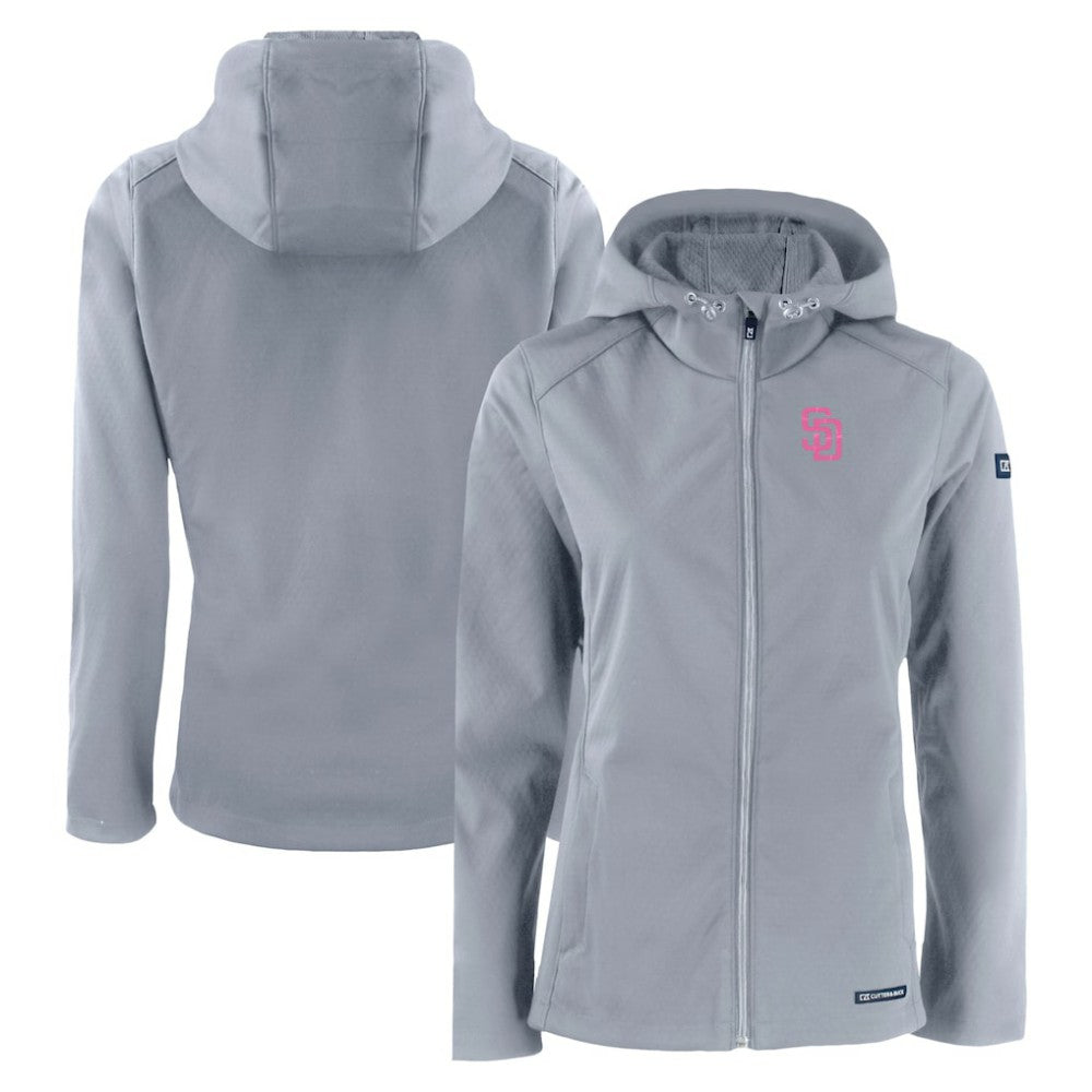 San Diego Padres Cutter & Buck Women's City Connect Evoke Eco Softshell Recycled Full-Zip Hoodie Jacket | MLB US
