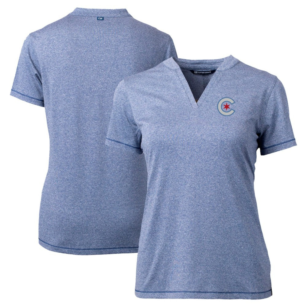 Chicago Cubs Cutter & Buck Women's City Connect Forge Heathered Stretch Blade Top | MLB Outlet