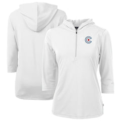 Chicago Cubs Cutter & Buck Women's City Connect Virtue Eco Pique Recycled Half-Zip Pullover Hoodie | MLB US