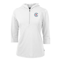 Chicago Cubs Cutter & Buck Women's City Connect Virtue Eco Pique Recycled Half-Zip Pullover Hoodie | MLB US