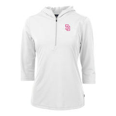 San Diego Padres Cutter & Buck Women's City Connect Virtue Eco Pique Recycled Half-Zip Pullover Hoodie | MLB Outlet