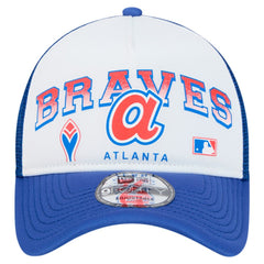 Atlanta Braves New Era Retro Wordmark 9FORTY A-Frame Trucker Adjustable Hat | MLB For sale