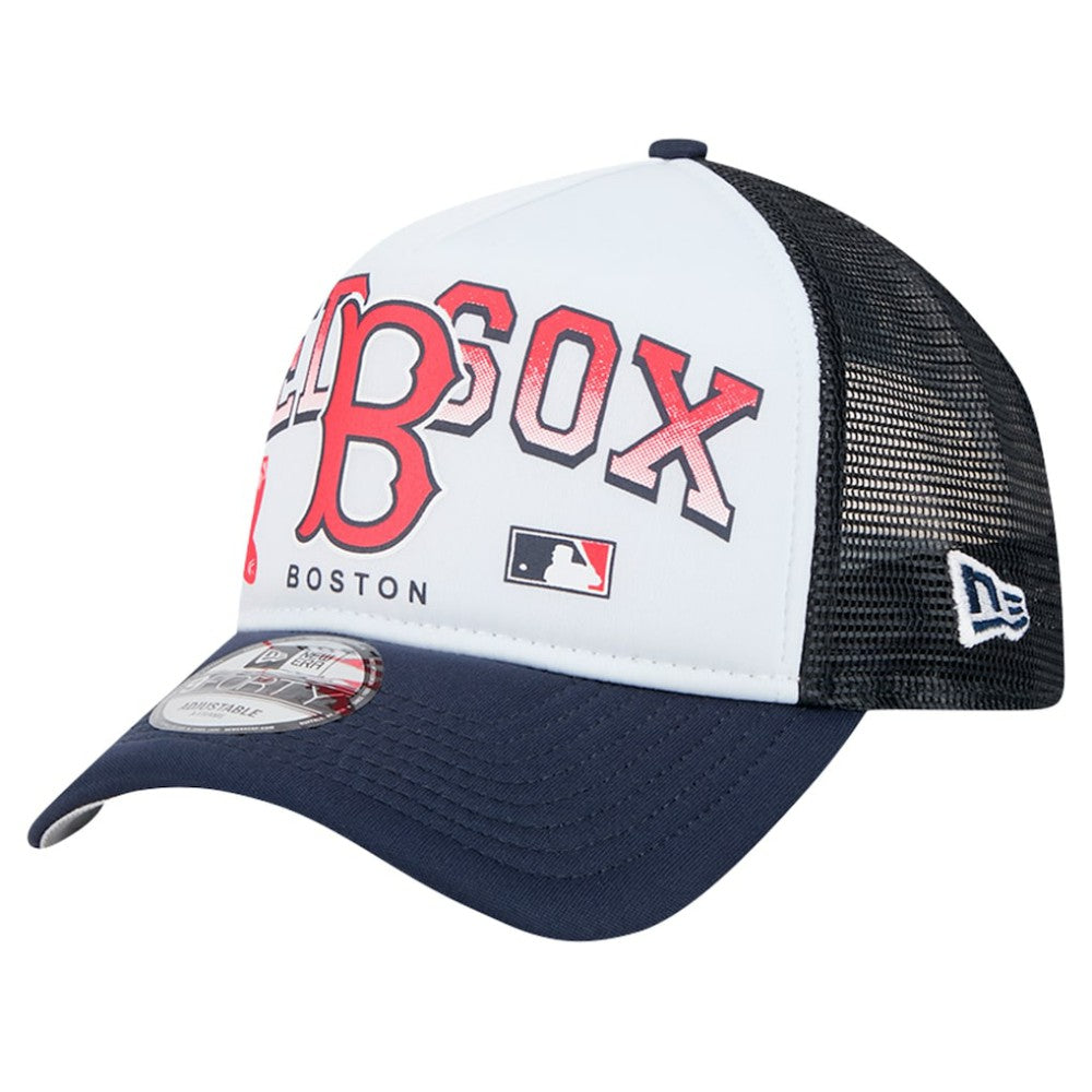 Boston Red Sox New Era Retro Wordmark 9FORTY A-Frame Trucker Adjustable Hat | MLB Outlet