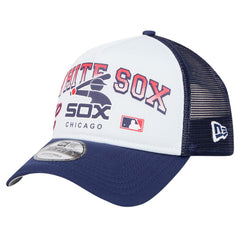 Chicago White Sox New Era Retro Wordmark 9FORTY A-Frame Trucker Adjustable Hat | MLB Outlet