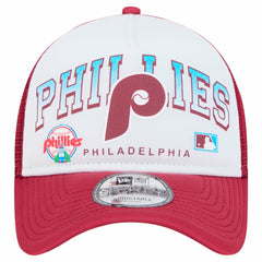 Philadelphia Phillies New Era Retro Wordmark 9FORTY A-Frame Trucker Adjustable Hat | MLB Sale