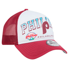 Philadelphia Phillies New Era Retro Wordmark 9FORTY A-Frame Trucker Adjustable Hat | MLB Sale