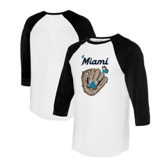 Miami Marlins Tiny Turnip Unisex Butterfly Glove 3/4-Sleeve Raglan T-Shirt | MLB Sale