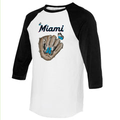 Miami Marlins Tiny Turnip Unisex Butterfly Glove 3/4-Sleeve Raglan T-Shirt | MLB Sale