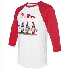 Philadelphia Phillies Tiny Turnip Unisex Gnomes 3/4-Sleeve Raglan T-Shirt | MLB Sale