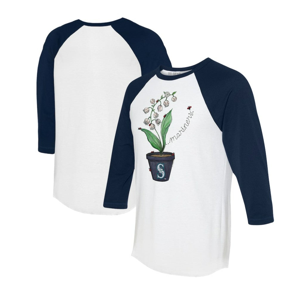Seattle Mariners Tiny Turnip Unisex Lilies & Ladybugs 3/4-Sleeve Raglan T-Shirt | MLB On Sale