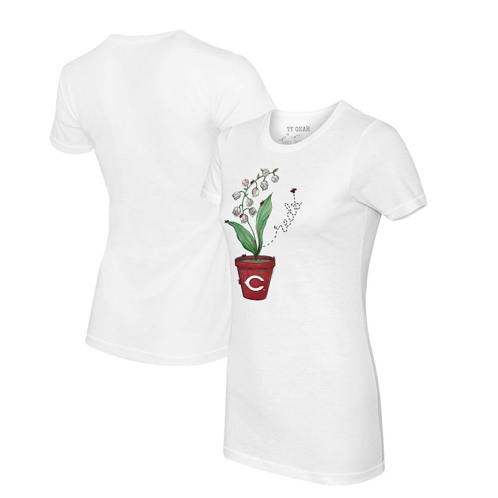 Cincinnati Reds Tiny Turnip Women's Lilies & Ladybugs T-Shirt | MLB Outlet