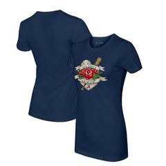 Atlanta Braves Tiny Turnip Women's Tattoo Rose T-Shirt | MLB US