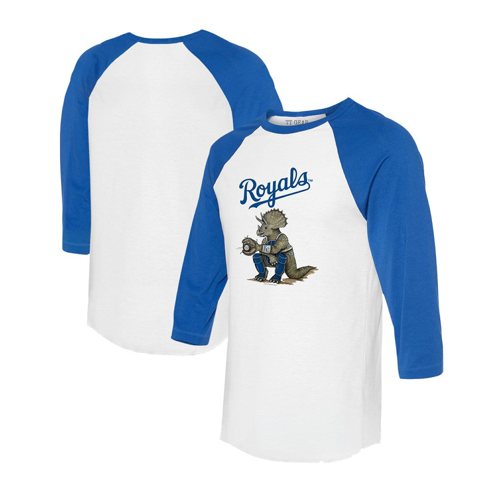 Kansas City Royals Tiny Turnip Unisex Triceratops 3/4-Sleeve Raglan T-Shirt | MLB Near me