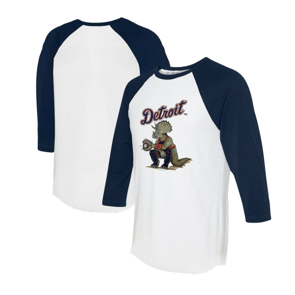 Detroit Tigers Tiny Turnip Unisex Triceratops 3/4-Sleeve Raglan T-Shirt | MLB Sale