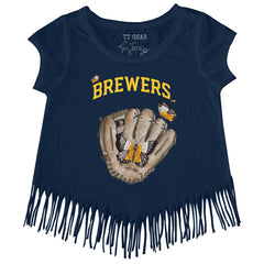 Milwaukee Brewers Tiny Turnip Girls Youth Butterfly Glove Fringe T-Shirt | MLB Shop