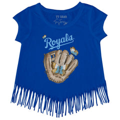 Kansas City Royals Tiny Turnip Girls Youth Butterfly Glove Fringe T-Shirt | MLB US