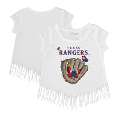 Texas Rangers Tiny Turnip Girls Youth Butterfly Glove Fringe T-Shirt | MLB For sale