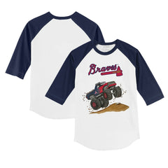 Atlanta Braves Tiny Turnip Youth Monster Truck 3/4-Sleeve Raglan T-Shirt | MLB Online