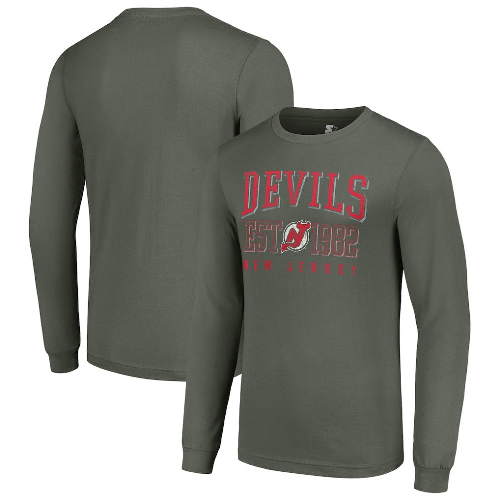 New Jersey Devils Starter Retro Graphic Long Sleeve Crew T-Shirt Discount