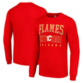 Calgary Flames Starter Retro Graphic Long Sleeve Crew T-Shirt On Sale