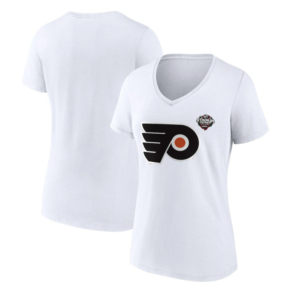 Philadelphia Flyers Fanatics Women's 2024 NHL Stadium Series Logo V-Neck T-shirt For Sale