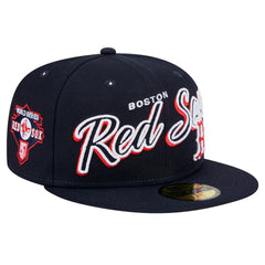 Boston Red Sox New Era Script Sided 59FIFTY Fitted Hat | MLB Sale