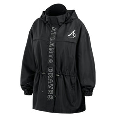 Atlanta Braves WEAR by Erin Andrews Women's Full-Zip Windbreaker Hoodie Jacket | MLB Shop