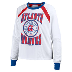 Atlanta Braves WEAR by Erin Andrews Women's Raglan Long Sleeve T-Shirt | MLB Outlet