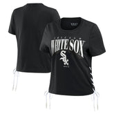Chicago White Sox WEAR by Erin Andrews Women's Side Lace-Up Cropped T-Shirt | MLB Discount