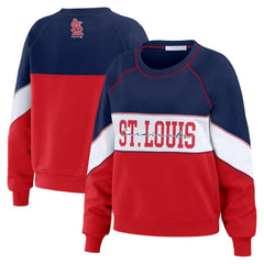 St. Louis Cardinals WEAR by Erin Andrews Women's Color Block Crew Neck Pullover Sweatshirt | MLB For sale