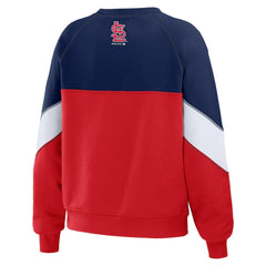 St. Louis Cardinals WEAR by Erin Andrews Women's Color Block Crew Neck Pullover Sweatshirt | MLB For sale