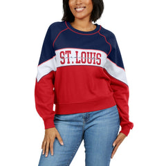 St. Louis Cardinals WEAR by Erin Andrews Women's Color Block Crew Neck Pullover Sweatshirt | MLB For sale
