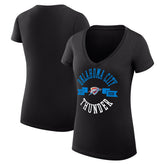 Oklahoma City Thunder G-III 4Her by Carl Banks Women's Super-Slim Fit Lightweight Large City Logo V-Neck T-Shirt For Sale