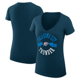 Oklahoma City Thunder G-III 4Her by Carl Banks Women's Super-Slim Fit Lightweight Large City Logo V-Neck T-Shirt For Sale