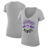 Sacramento Kings G-III 4Her by Carl Banks Women's Super-Slim Fit Lightweight Large City Logo V-Neck T-Shirt For Sale