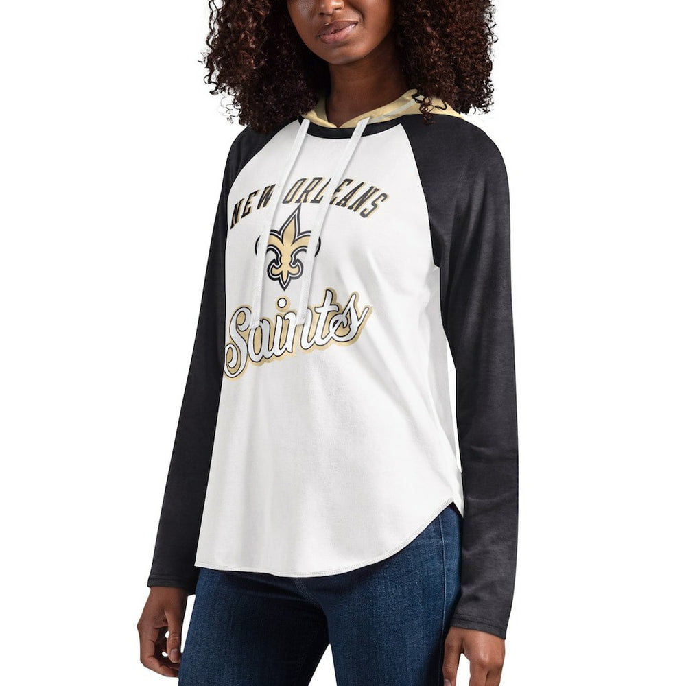 New Orleans Saints G-III 4Her by Carl Banks Women's MVP Raglan Hooded Long Sleeve T-Shirt